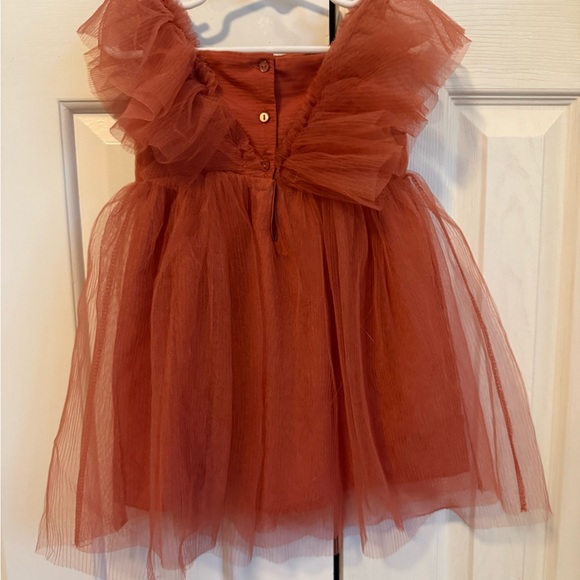 Rust Tulle Ruffle Dress - Picture 2 of 4